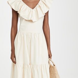 Neutral ruffle midi dress